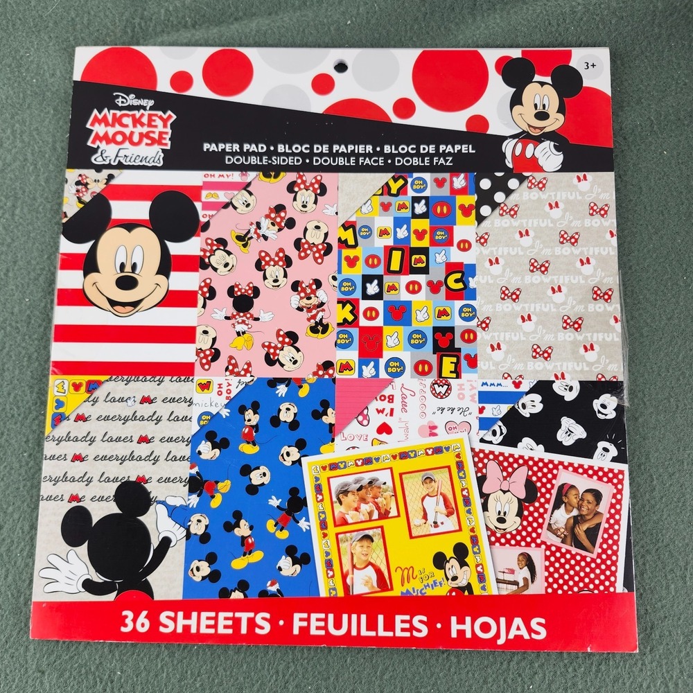 Disney Mickey Mouse And Friends 12 X 12 Paper Pad 36 Sheets New Double Sided